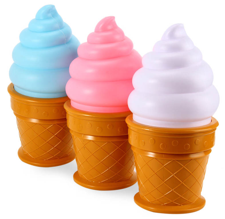 Ice Cream Cone Shaped Night Light Desk Table LED Lamp for Kids Children Bedroom Decor Lights