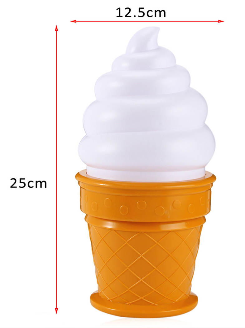 Ice Cream Cone Shaped Night Light Desk Table LED Lamp for Kids Children Bedroom Decor Lights