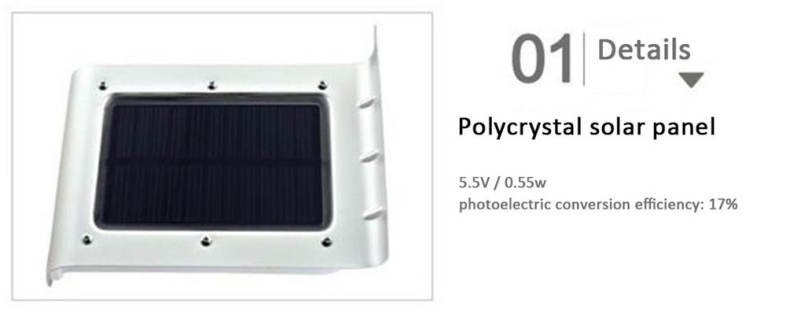 FZD-039 16 LED Solar Outdoor Light Energy Saving Light-control Infrared Motion Sensor Wall Lamp