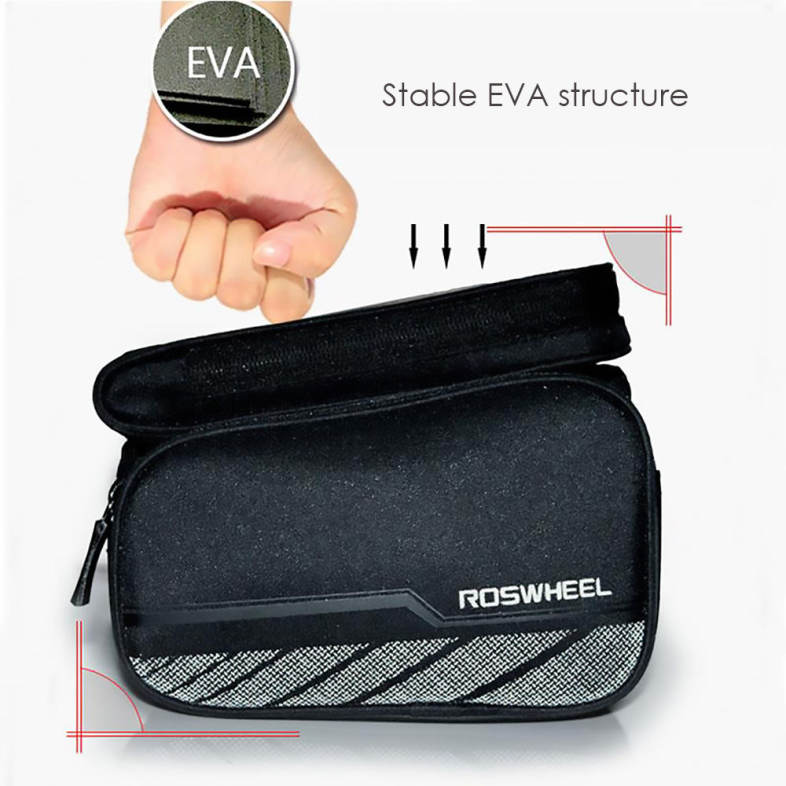 ROSWHEEL Bike Front Tube Phone Bag Double Pocket 5.5 inch Touch Screen Riding Cycling Supplies