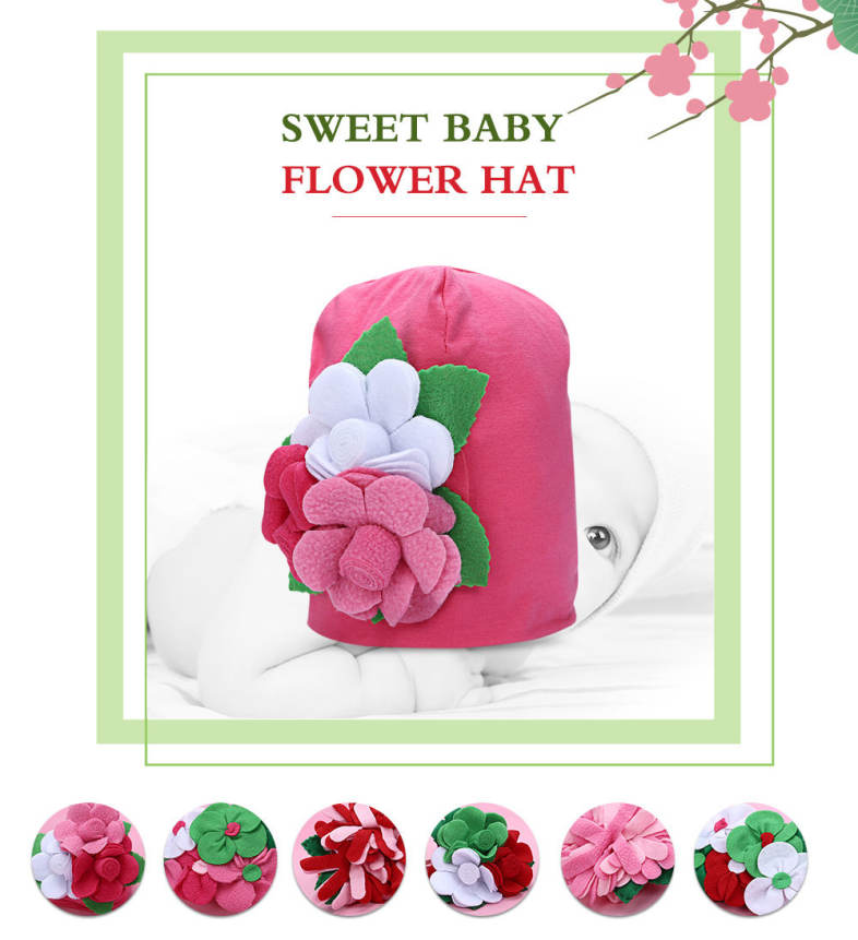 Fashionable Big Flower Decorated Babies Beanie Hat