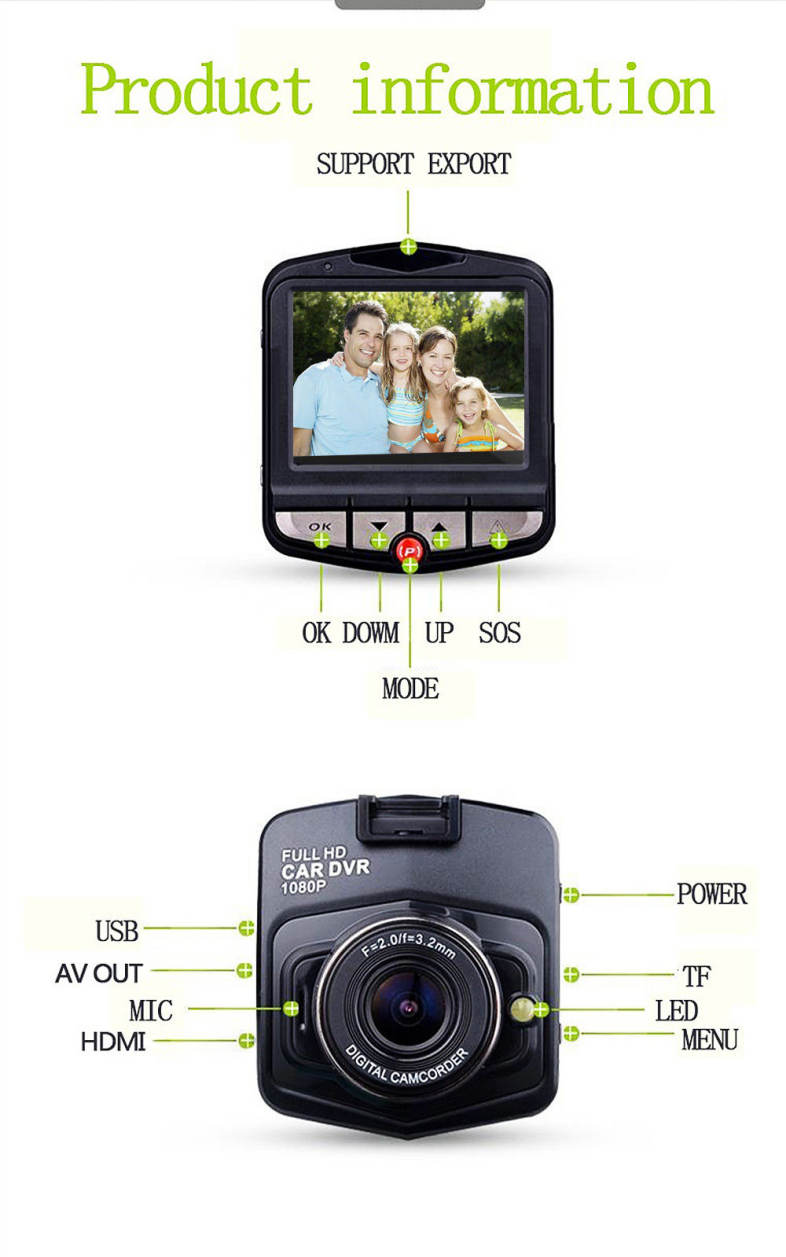 Mini Car DVR Camera Dash Cam 1080P Full HD Video Registrator Recorder G-sensor Night Vision