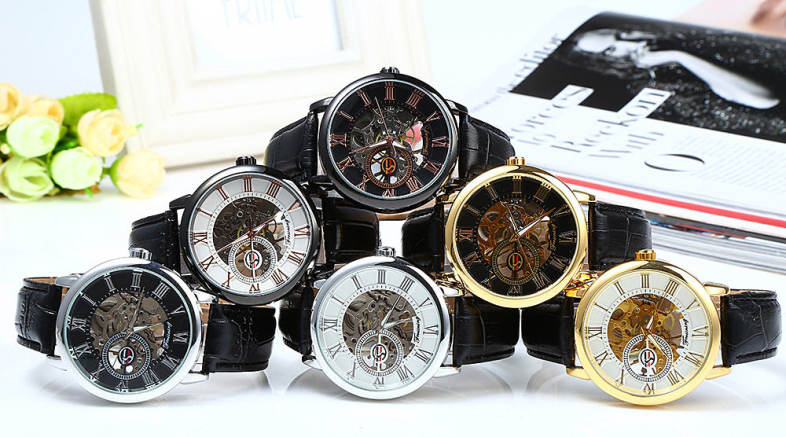 Forsining Men Auto Mechanical Leather Wrist Watch