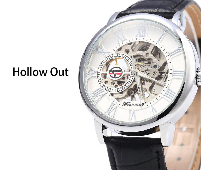 Forsining Men Auto Mechanical Leather Wrist Watch