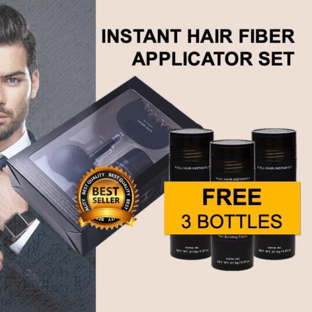 Local Ready Stock + Free Gift ] PROMO Buy 1 Free 3 Popular US Brand Hair  Fiber Black Instant Hair Fiber  Hair Styling Box Set with Pump and  Comb Hair