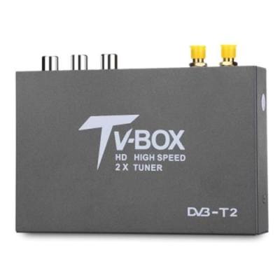 T338B DVB - T2 CAR DIGITAL TV TUNER WITH 2 AMPLIFIER ANTENNA (BLACK)
