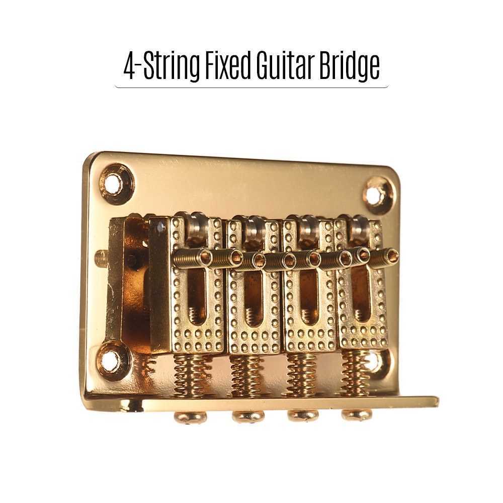 4-String Fixed Guitar Bridge Hardtail Bridges Saddles with Screws and Wrench Replacement Parts for Ukulele Cigarbox Electric Guitars Gold (Gold) Malaysia