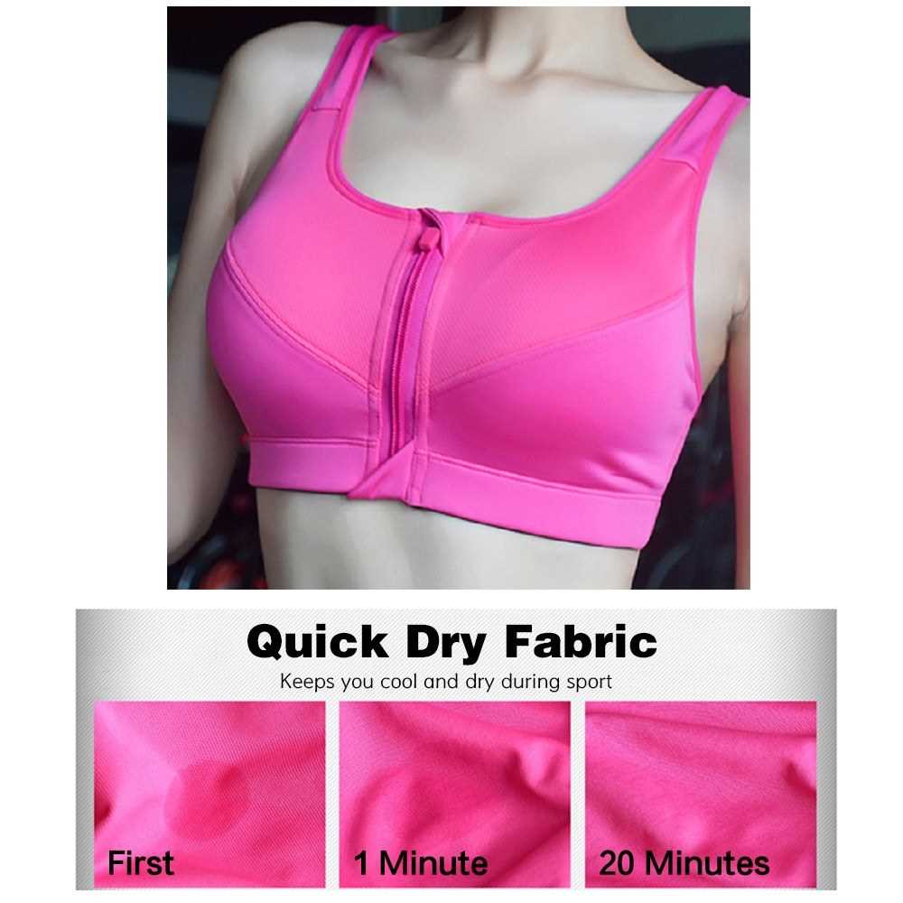 Best Selling Women Sports Bra Zip Front Moisture-wicking Shockproof  Adjustable Padded Crop-Top Tank-Top